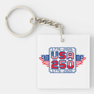 Porte-clefs USA 250 – 1776 à 2026 Pixel Art