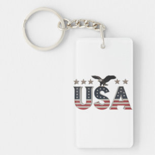 Porte-clefs USA Patriotic Eagle + Stars Drapeau Design pour Fi