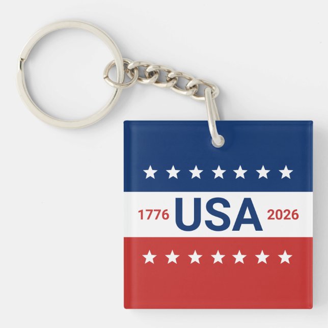Porte-clefs USA's 250th Anniversary 1776 2026 Red White Blue (Devant)