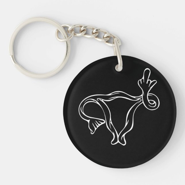 Porte-clefs Uterus à doigt moyen Pro-choix (Devant)