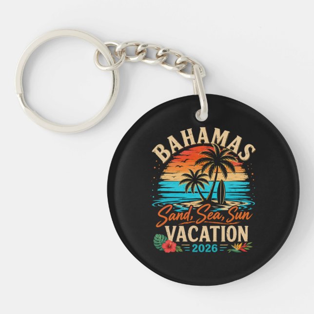 Porte-clefs Vacances Bahamas Sable Mer Soleil 2026 (Devant)