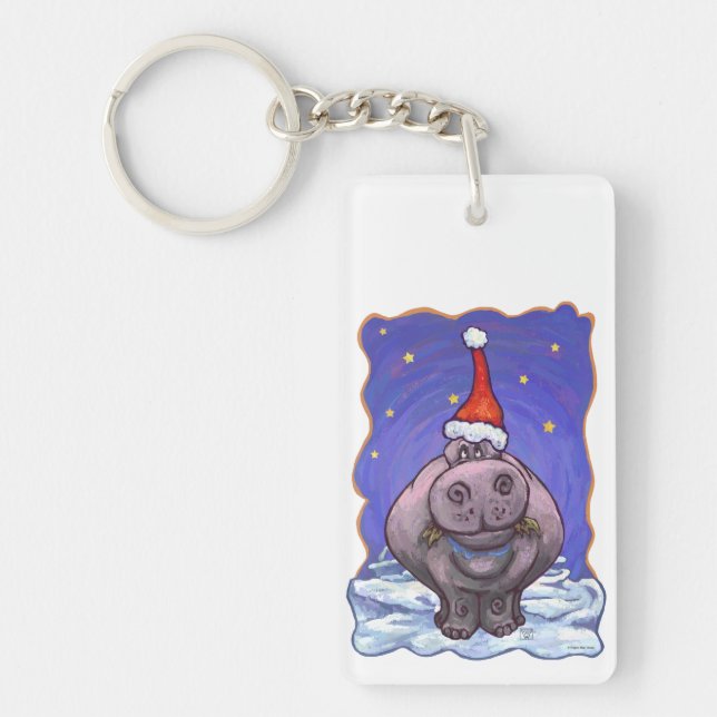 Porte-clefs Vacances de fête d'hippopotame (Devant)