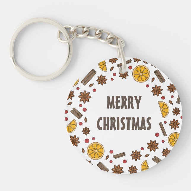 Porte-clefs Vacances de Noël vin chaud épicé (Devant)