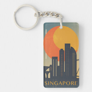 Porte-clefs vacances de voyage rétro vintage Singapour Singapo