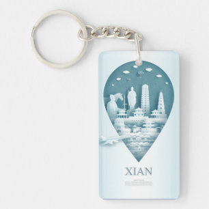 Porte-clefs vacances de voyage vintage rétro Xian Chine