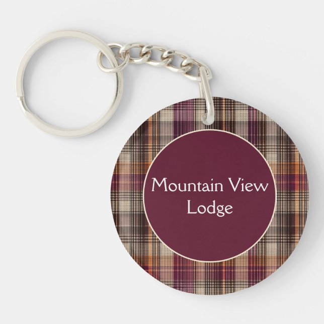 Porte-clefs Vacation Rental custom Keychain Gingham Pattern (Devant)