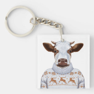 Porte-clefs Vache à chandail de Noël