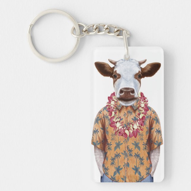 Porte-clefs Vache à chemise hawaïenne (Devant)