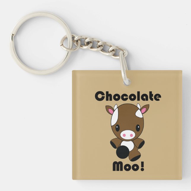 Porte-clefs Vache à MOO Kawaii de chocolat (Devant)