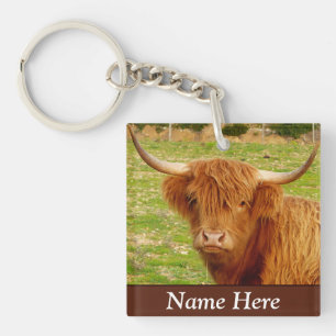 Porte-clefs Vache écossaise personnalisée