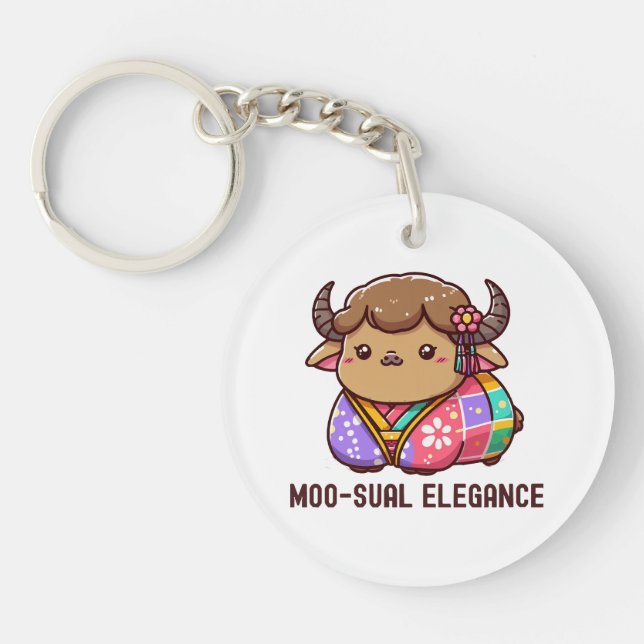 Porte-clefs Vache en élégance en Highland (Devant)