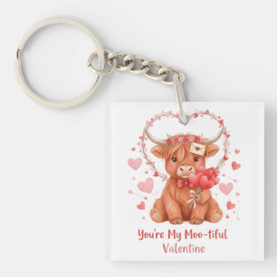 Porte-clefs Vache highlandaise aquarelle Moo-tueuse pour la Sa