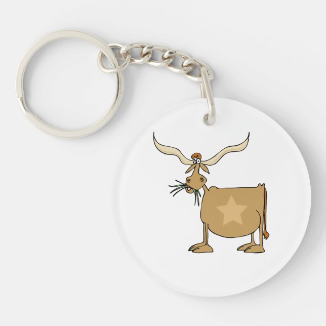 Porte-clefs Vache Longhorn du Texas avec étoile (Devant)