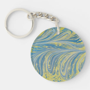 Porte-clefs Vague Abstrait Bleu Et Or