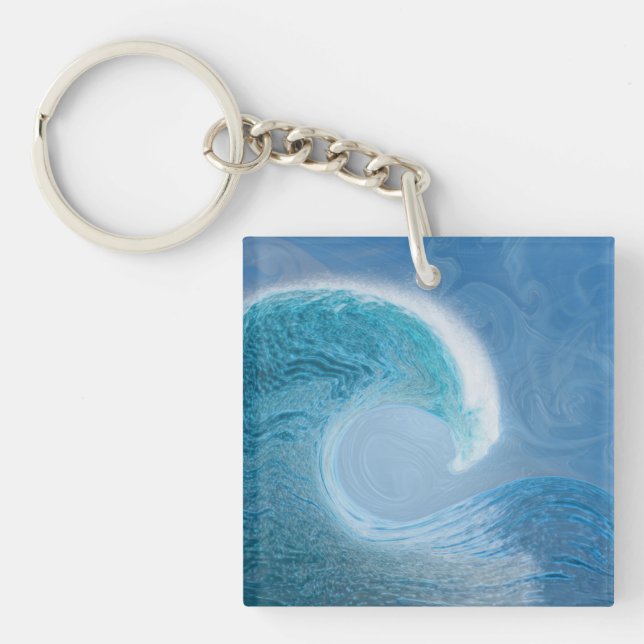 Porte-clefs Vague Bleue Artistique (Devant)