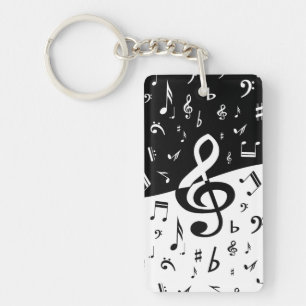 Porte-clefs Vague élégante de clef triple noire et blanche