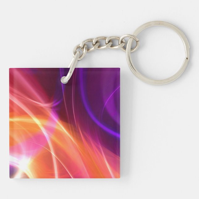Porte-clefs Vagues dynamiques violettes et roses (Dos)