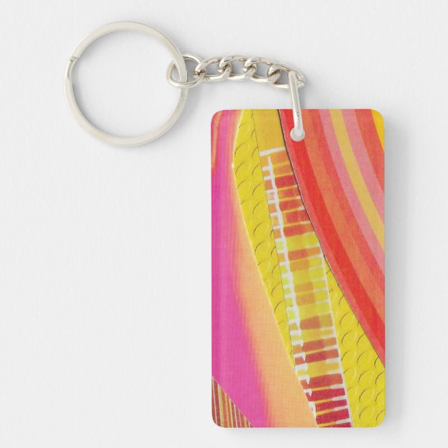 Porte-clefs vagues rose orange et jaune (Devant)