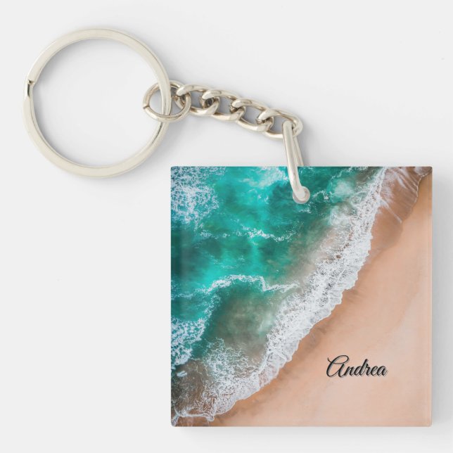 Porte-clefs Vagues sur la plage de sable Personnel (Devant)