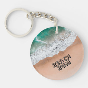 Porte-clefs Vagues sur la plage de sable Propre texte Beach Bu