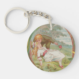 Porte-clefs Valentine vintage douce innocente, Kate Greenway