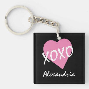 Porte-clefs Valentine XOXO Coeur rose nommé Noir