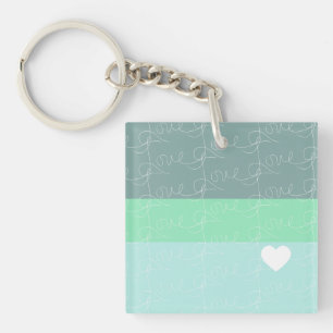 Porte-clefs Valentines Coeur Aimer Levé À La Main Bleu Vert
