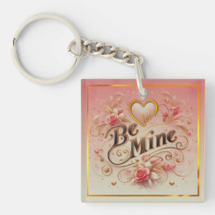 Porte-clefs Valentine's Day Be Mine Design with Heart, Citatio