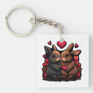 Porte-clefs Valentine's Day Bunny Bliss, Love Hearts et Roses