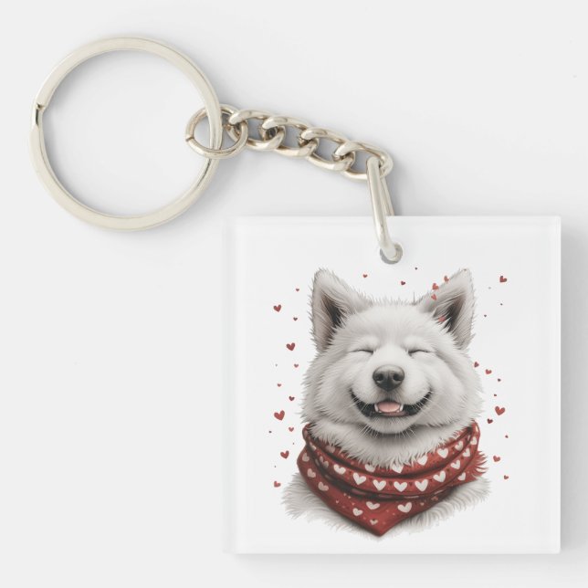 Porte-clefs Valentines Day Samoyed Dog (Devant)