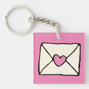 Porte-clefs Valentines Doodles Rose Heart Love Note Clip Art