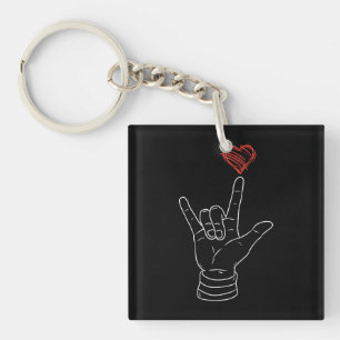 Porte-clefs Valentines Jour I Love You Main Sign ASL Heart