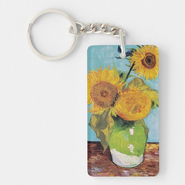 Porte-clefs Van Gogh - 3 tournesols dans un vase (Devant)