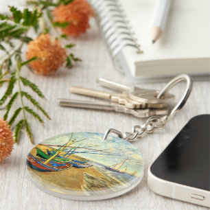 Porte-clefs Van Gogh Bateaux de pêche sur la plage à Saintes-M