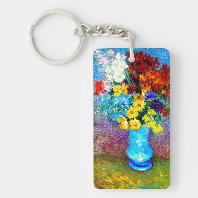 Porte-clefs Van Gogh Flowers dans un Vase Bleu (Devant)