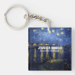 Porte-clefs Van Gogh Starry Night Painting Ajouter Votre Nom