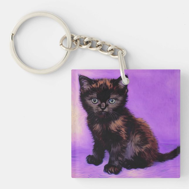 Porte-clefs Van Gogh Style Chat pourpre (Devant)