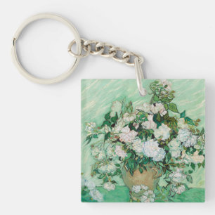 Porte-clefs Van Gogh Vase avec roses roses Vintages