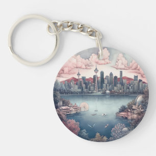 Porte-clefs Vancouver City Canada Peinture de voyage