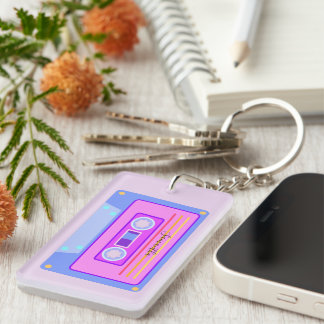 Porte-clefs Vaporwave esthétique Retro rose 90s Audio Cassette