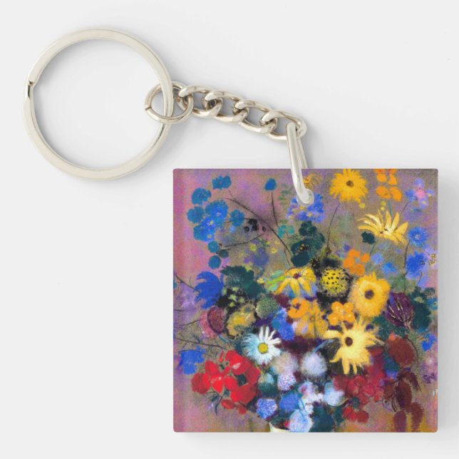 Porte-clefs Vase blanc avec fleurs Odilon Redon (Devant)