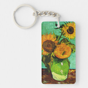Porte-clefs Vase de Van Gogh avec trois tournesols