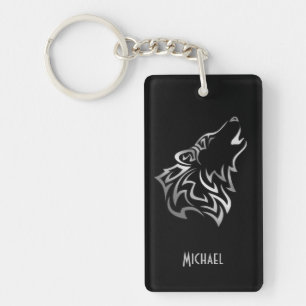 Porte-clefs Vecteur de monogramme noir Howf Tribal Silver