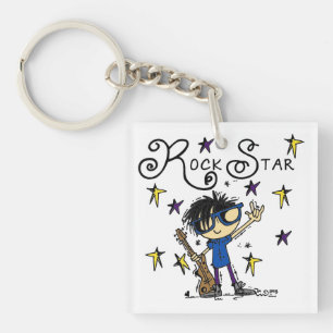 Porte-clefs Vedette du rock de garçon de cheveux noirs