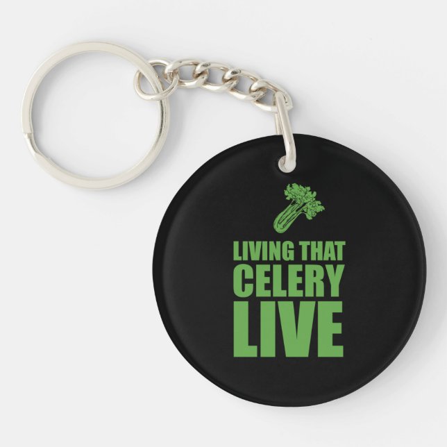 Porte-clefs Végétarien Vivant Que Céleri Vit (Devant)