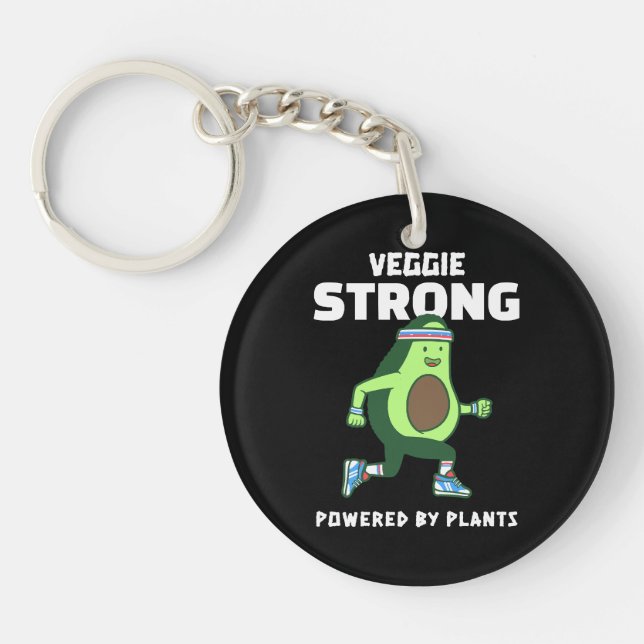 Porte-clefs Veggie Strong, Alimenté par les plantes (Devant)