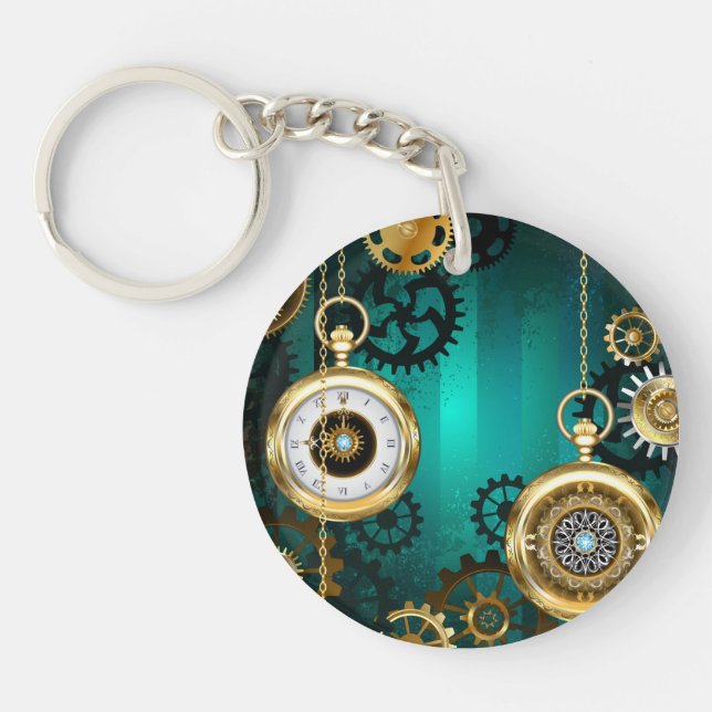 Porte-clefs Veille bijoux Steampunk sur un Arrière - plan vert (Devant)