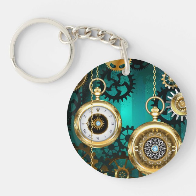 Porte-clefs Veille bijoux Steampunk sur un Arrière - plan vert (Devant)