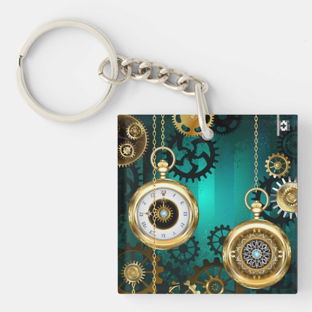 Porte-clefs Veille bijoux Steampunk sur un Arrière - plan vert (Devant)