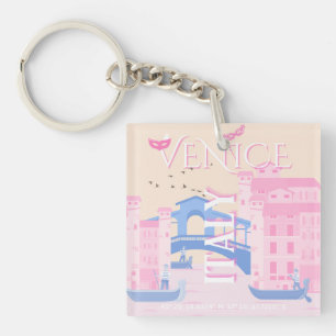 Porte-clefs Venise Travel Art, Italie, Travel Art, Rose